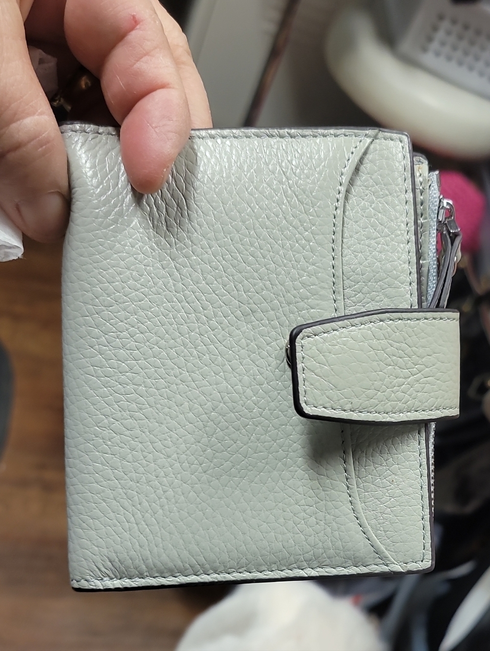 Grey Leather Bifold Wallet